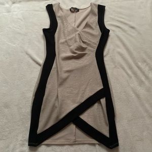 The Vintage Shop Fancy Gold & Black Bodycon Mini Dress Size M